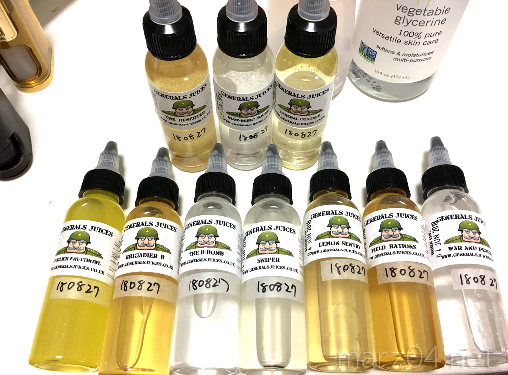 Generals JuicesのConcentrates(濃縮香料)を仕込みました。